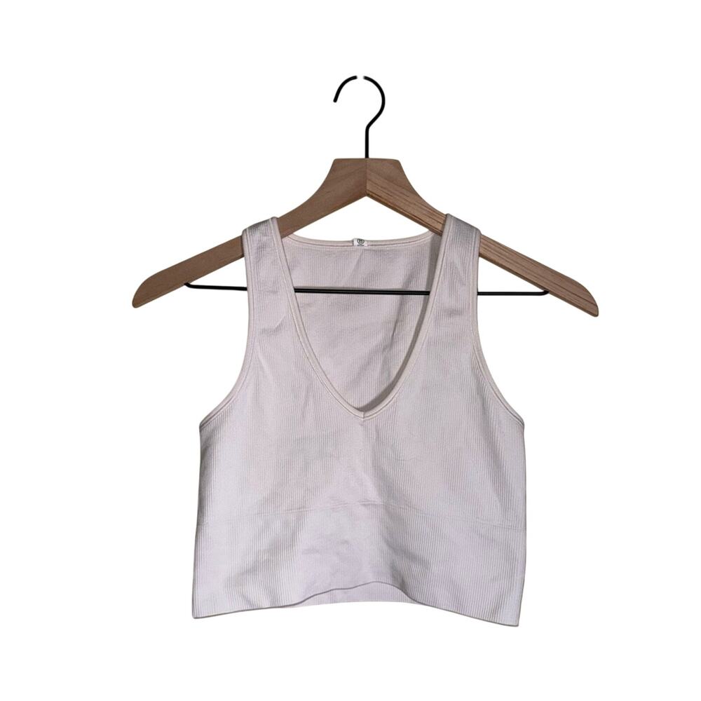 ATHLETA ribbed neck long line cropped athletic tank S